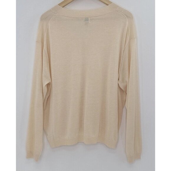 NWT‎ A New Day Ivory Bone Lightweight Knit V Neck Sweater Sz L Minimalist Simple - Picture 2 of 8